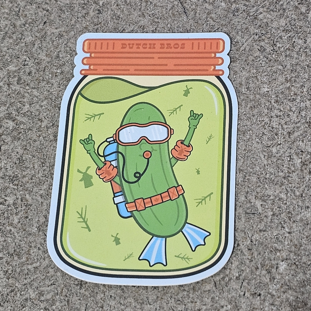 Dutch Bros Sticker Drop May‎ 2025 Scuba Dill Pickle In A Jar